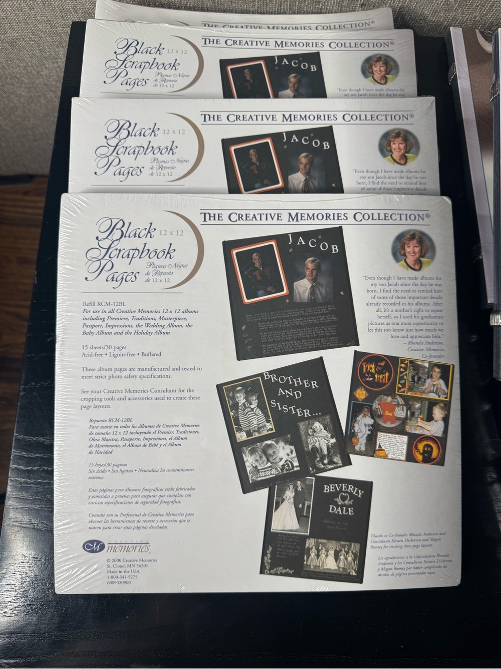 New Creative Memories Original Size 12x12 Black Pages 15 Sheets or 30 pages